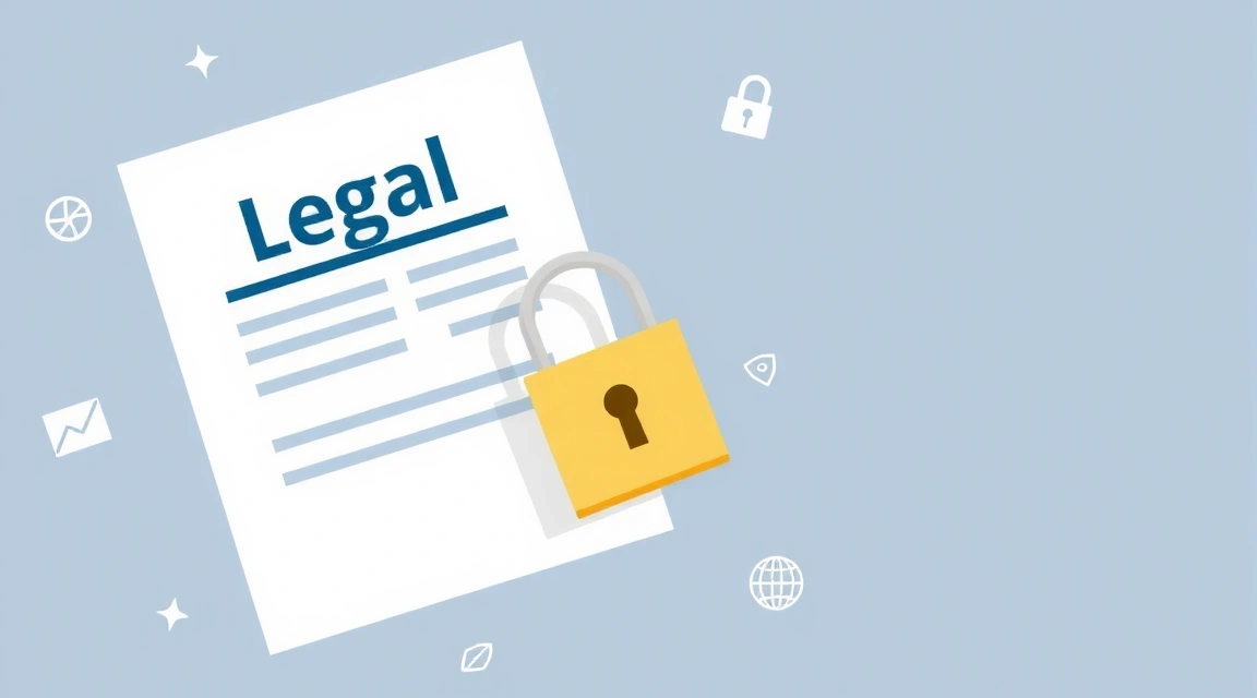 Illustration abstraite de documents légaux et de symboles de confidentialité